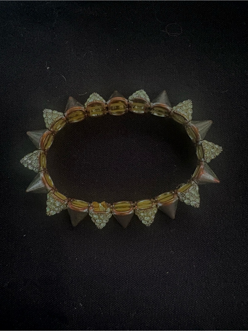 Vintage Y2K Cone Spike Crystal Stretch Bracelet - Rose Gold and Silver
